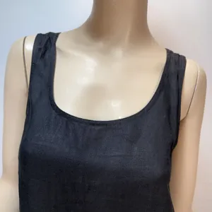 Courtney Washington Midi Sleeveless Black Linen Dress Size M Pockets Made‎ USA thumbnail 2