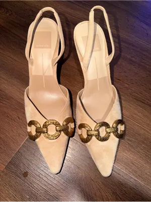 DOLCE VITA Haylee Slingback Pointed Toe Pump suede tan $140 summer 90s party thumbnail 7