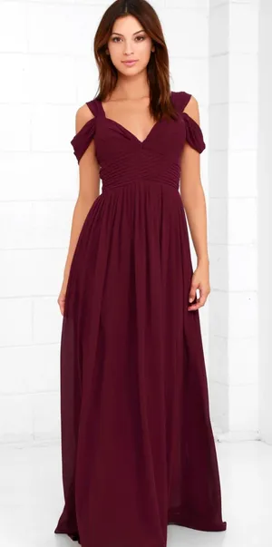 Burgundy Bridesmaid Dress thumbnail 1