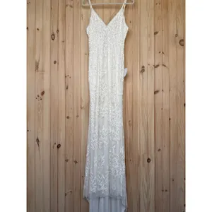 NWOT Lulus Everlasting Passion White Sequin Beaded Backless Maxi Dress Bride M thumbnail 2