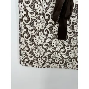 Cynthia Cynthia Steffe Brown White Linen Cotton Embroidered‎ Knee Length Skirt 6 thumbnail 3