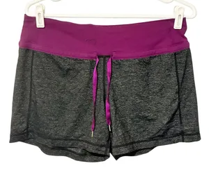 Lululemon Size 10 Grey Purple Trim Drawstring Athletic‎ Shorts thumbnail 1