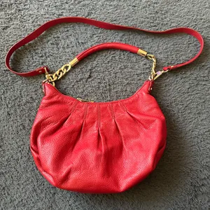 Michael Kors Red Leather Mini Hobo Style Shoulder Bag thumbnail 1