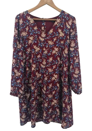 Madewell Dress Womens S Shift‎ Burgundy Floral Long Sleeve Button Back EUC thumbnail 1