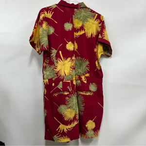 Free People Maroon Malibu Tropical Print Shorts Romper Size Medium w/pockets thumbnail 8