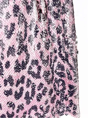 FREE PEOPLE Pink Sequins Leopard Cheetah Animal Print Mini Skirt Boho Festival thumbnail 6