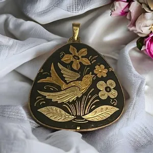 Vintage damascene pendant thumbnail 1