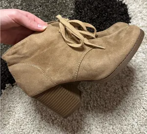 Faux Suede Light Brown Booties Size 9 thumbnail 1