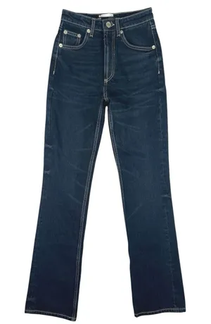 Zara Women's Blue Dark Wash High Waisted Ankle Flared Denim Jeans Size 2 thumbnail 1