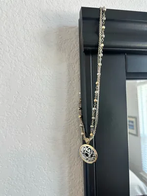 Silver & Gold Tone Multi Strand Pendant Necklace thumbnail 2