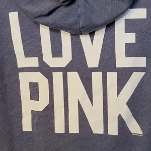 PINK - Victoria's Secret zip up hooded hoodie blue sweatshirt sz Medium thumbnail 3