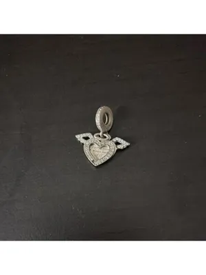 Pandora Silver Heart Pendant with Wings spread your wings and fly thumbnail 2