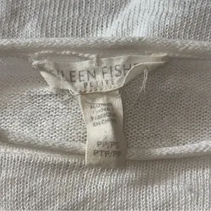 Eileen Fisher Women’s Size S P White Linen Knit Boxy 3/4 Sleeve Sweater thumbnail 4