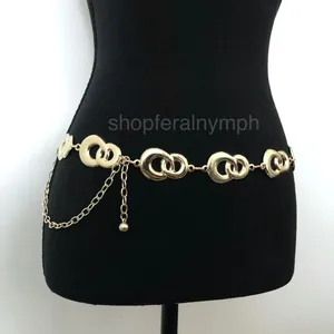 Y2K Geometric Gold Interlocking Loop Chain Belt, Fits 24.5–45 Inches, X7GA1163 thumbnail 2