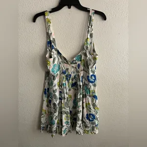 Free People Boho Floral Lattice Lovers Slip Mini Dress White L thumbnail 6