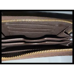 Michael Kors Zip Around Wallet Womens Brown Signature Logo‎ Monogram thumbnail 3