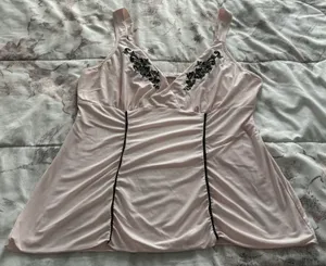 Pink Embroidered Babydoll Boho Pajama Top, size M thumbnail 9