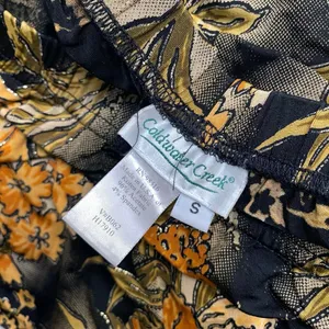 Coldwater Creek Black Midi Orange Brown Floral Skirt Dark Grunge Cottagecore thumbnail 5