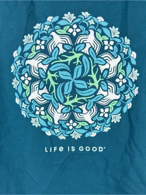 Life Is Good Blue Floral Bird Graphic Print Crusher Tank Top thumbnail 2