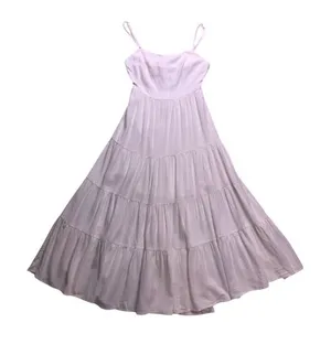Hello Molly Midi Dress Women 4 White Linen Blend Tiered‎ Boho Sundress thumbnail 1