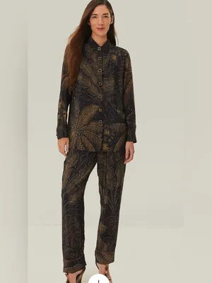 FARM Rio palm-print Crystal Embedded button-up Long Sleeve shirt Size Small thumbnail 2