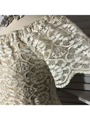 Vintage Y2K Midi Dress Cream Lace flared sleeves coquette romantic boho floral L thumbnail 7