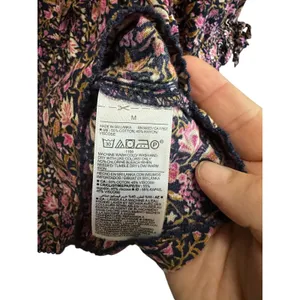 Old Navy Floral Blouse Top Women's Medium‎ Smocked Neck Puff Sleeve Pink thumbnail 5
