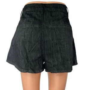 Weworewhat Women's Black High Waisted Pleated Wide Leg Denim Jean Shorts Sz 25 thumbnail 3