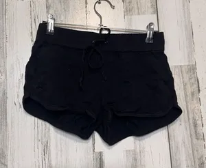 SO Black Lounge Dolphin Hem Shorts XS Drawstring Soft Rayon thumbnail 1