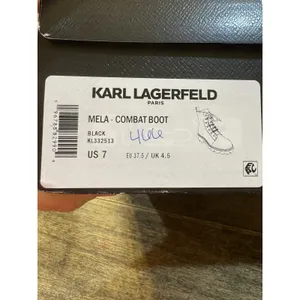 Karl Lagerfeld Paris Mela Combat Boots Black Leather Size 7 thumbnail 10