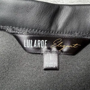 New LuLaRoe Elegant Womens Size Large Avery Skirt Black Faux Leather Midi Career thumbnail 4