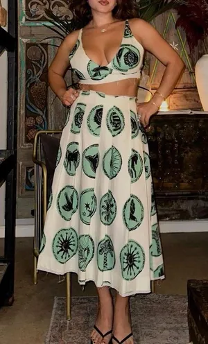 ZARA NWT PRINTED BOX PLEAT SKIRT ZW COLLECTION. Size Large thumbnail 1