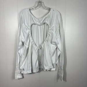 Free People Rundown Tunic White Open Back Oversized Fit Pullover Sweatshirt L thumbnail 4