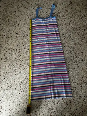 FRNCH Tania Stripe Ribbed Midi Dress colorful pastel striped patte large thumbnail 6