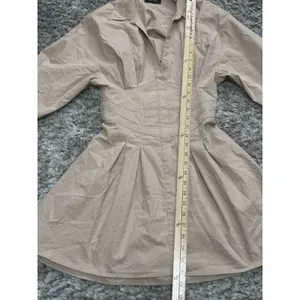 Bershka Tan Corset Mini Dress Women’s S Long Sleeve Open Back Lace-Up thumbnail 9