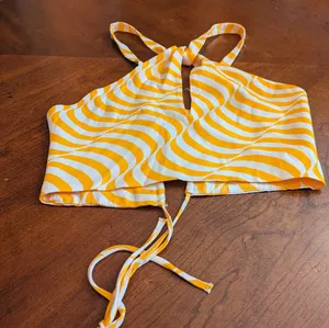 Zara Silk Orange and White Crop Top,Size S thumbnail 4