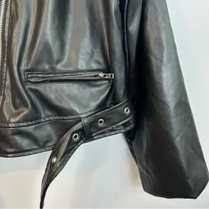 NWT PrettyLittleThing Black Faux Leather PU Biker/Moto Jacket Plus Size XL thumbnail 13