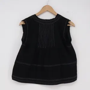 Unbranded Sleeveless Top Women M Contrast Stitching Black V-Neck Excellent thumbnail 3