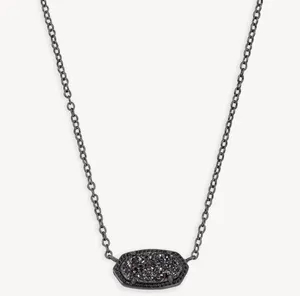 Kendra Scott Elisa Pendant Necklace Black Drusy thumbnail 1