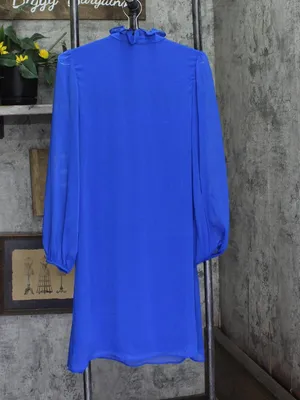 DKNY Womens Ruffled Above Knee Sheath Dress DD1JI167 Blue 6 thumbnail 2