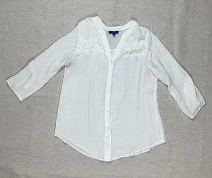 Apt 9 | White Lace Accented Button Front Blouse | Large thumbnail 1