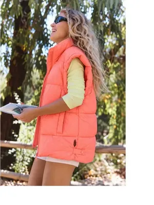 NWT Free People FP Movement Fruit Punch Puffer Vest Oversized Small Pocket thumbnail 2