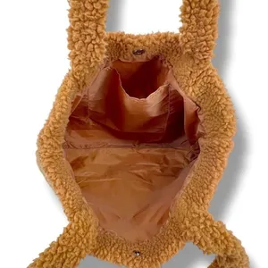 Victoria’s Secret PINK Cozy Plush Teddy Bear Warm Tan Brown Tote Bag thumbnail 5