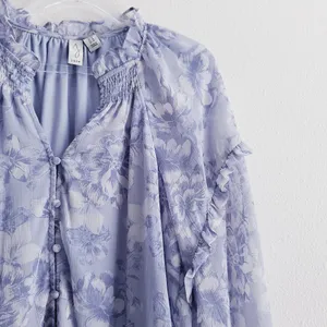 Joie Floral Button Down Long Sleeve Ruffle Blouse thumbnail 3