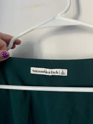 Abercrombie & Fitch Green Square-Neck Long Sleeve Top thumbnail 2