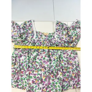 Hope & Harlow Floral‎ Print Square Neck Long Sleeve Blouse Top L thumbnail 6
