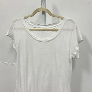 Garnet Hill‎ Linen Modal Blend Boxy Scoop Neck Raglan Short Sleeve Tee Small Wht thumbnail 3