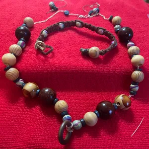 Boho beaded necklace set Brown thumbnail 1