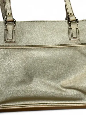 Tommy Hilfiger Gold Metallic Faux Leather Tote Shoulder Bag Large thumbnail 4