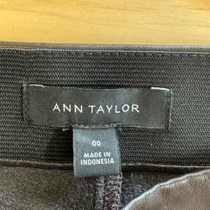 Ann Taylor Espresso Brown Faux Leather High Rise Flare Seam Front Pants 00 thumbnail 6